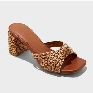 Universal Thread - Women's Aaliyah Raffia Strappy Knot Sandal Heels - Cognac 11